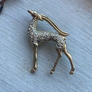 Elegant Gold and Silver Deer Brooch
